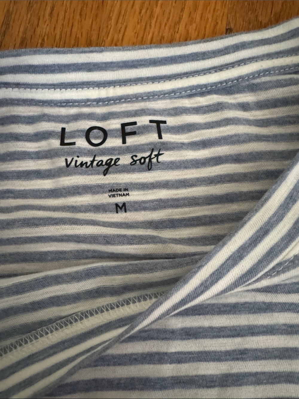 LOFT Light Blue & White Striped Vintage Soft Tee - Picture 2 of 2